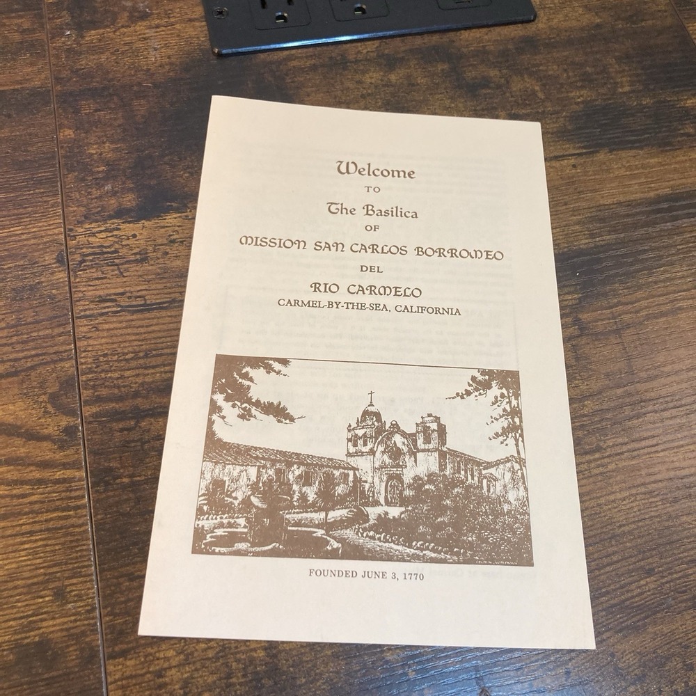 Basilica Mission San Carlos Borromeo del Rio Carmelo Vtg Brochure Book Flyer